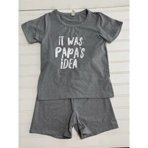 Grey Short Set unisex Kids “ It Was Papas Idea” 110(4-5T)‎